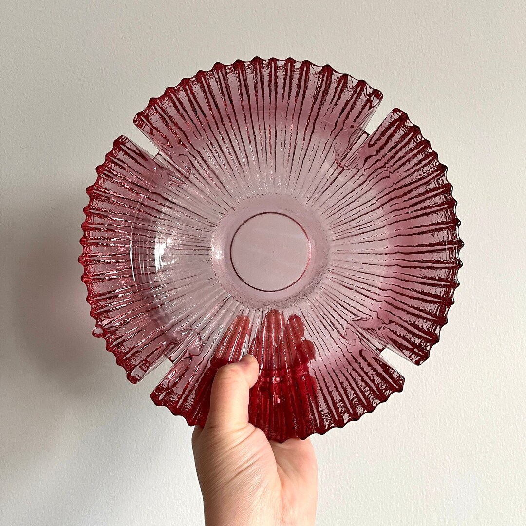 XL Blenko Pink Glass Ashtray Large Round Entryway Catchall Etsy