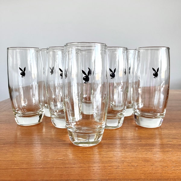 Vintage Playboy Bunny Logo Highball Glasses, 12 fl oz, Mancave, 70s Retro Barware, MCM, Tumbler Water Glass, Trendy Birthday Gift, Set of 4