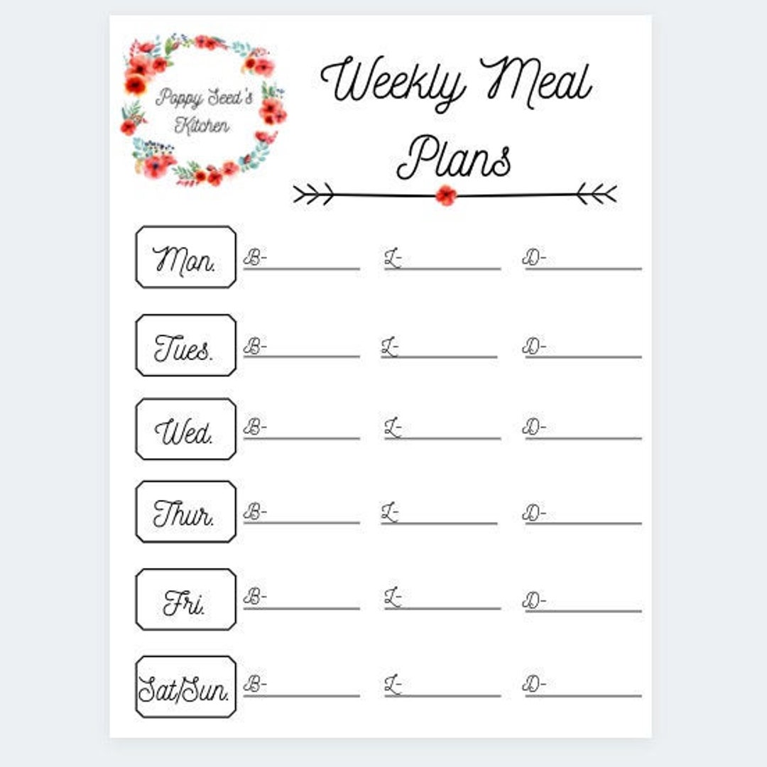 Weekly Meal Plan Insert/ Meal Prep/ Healthy Meals/ Planning Insert ...
