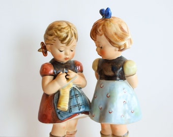 KNITTING LESSON — Hummel Goebel | Rare Large Vintage German Figurine with Original Box | #3256 — 7.5&quot; | 1963