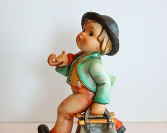 MERRY WANDERER — Hummel Goebel | Rare Vintage German Figurine | Girl and Boy under Umbrella | #7/I — 7&quot;
