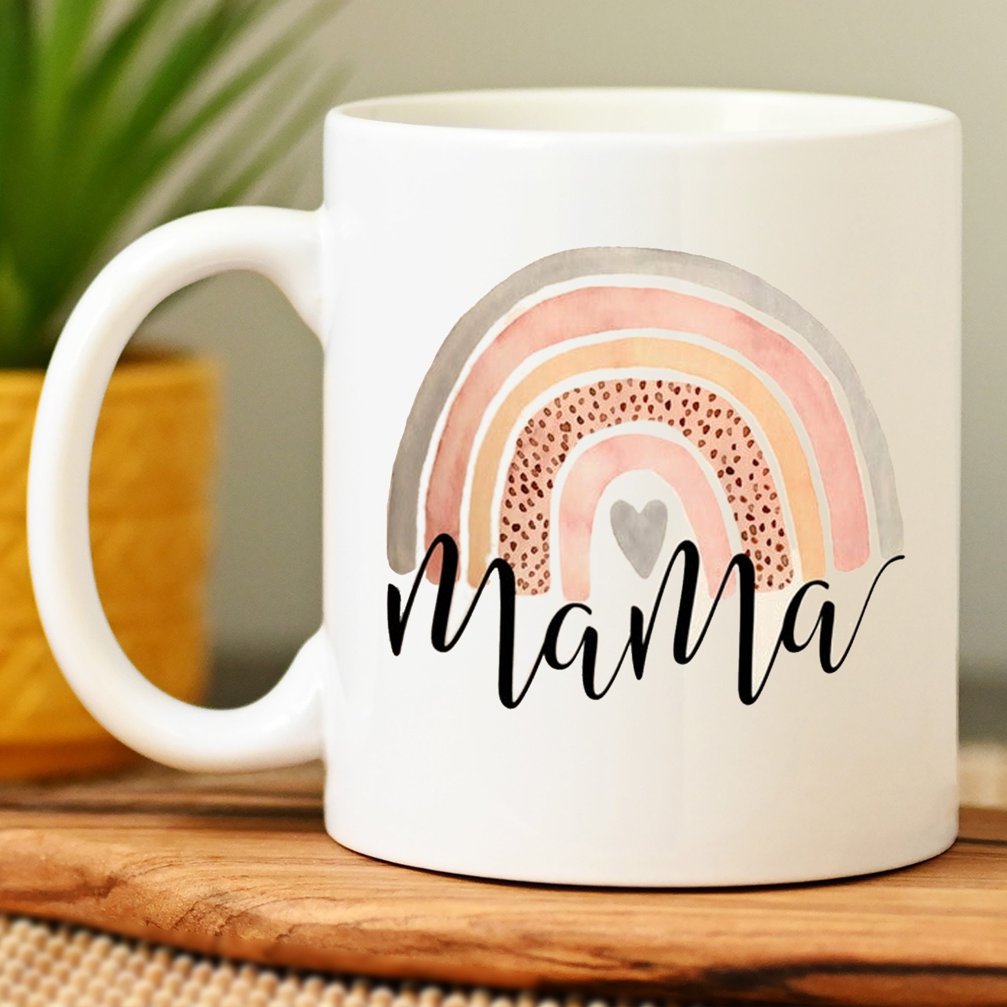 Mom Gift Mug Mama Mug With Cute Rainbow Mama Rainbow Coffee Etsy