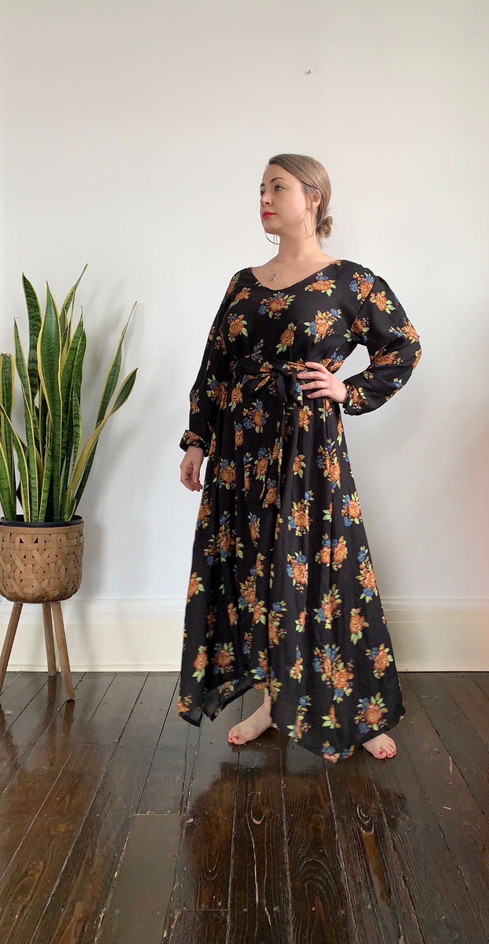 Peasant Maxi Dress Bohemian Floral 