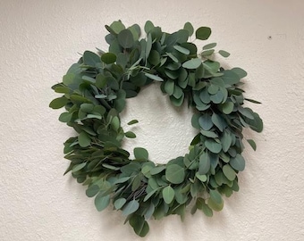 Silver Dollar Eucalyptus Wreath – Handcrafted Front Door Decor, Autumn Greenery