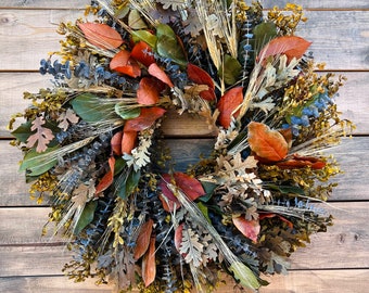 PRESERVED Eucalyptus Wreath — Home Decor | Long Lasting Wheat | Indoor | Birthday Gift | Fall | Autumn | Housewarming Gift | Kitchen