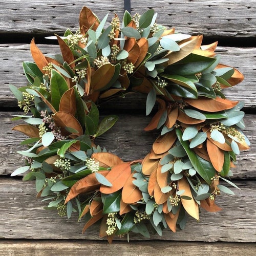 Seeded Eucalyptus Wreath Fresh Handmade Wreath 20”- Front Door Decor Thanksgiving- Halloween Fall Wedding Magnolia Fall Occasions 