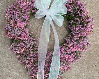 REAL FRESH Pink Limonium Misty Heart Wreath, Home Decor, Wreath Porch Decor, Wedding, Birthday Gift, Aromatic, Mothers day, summer, Spring