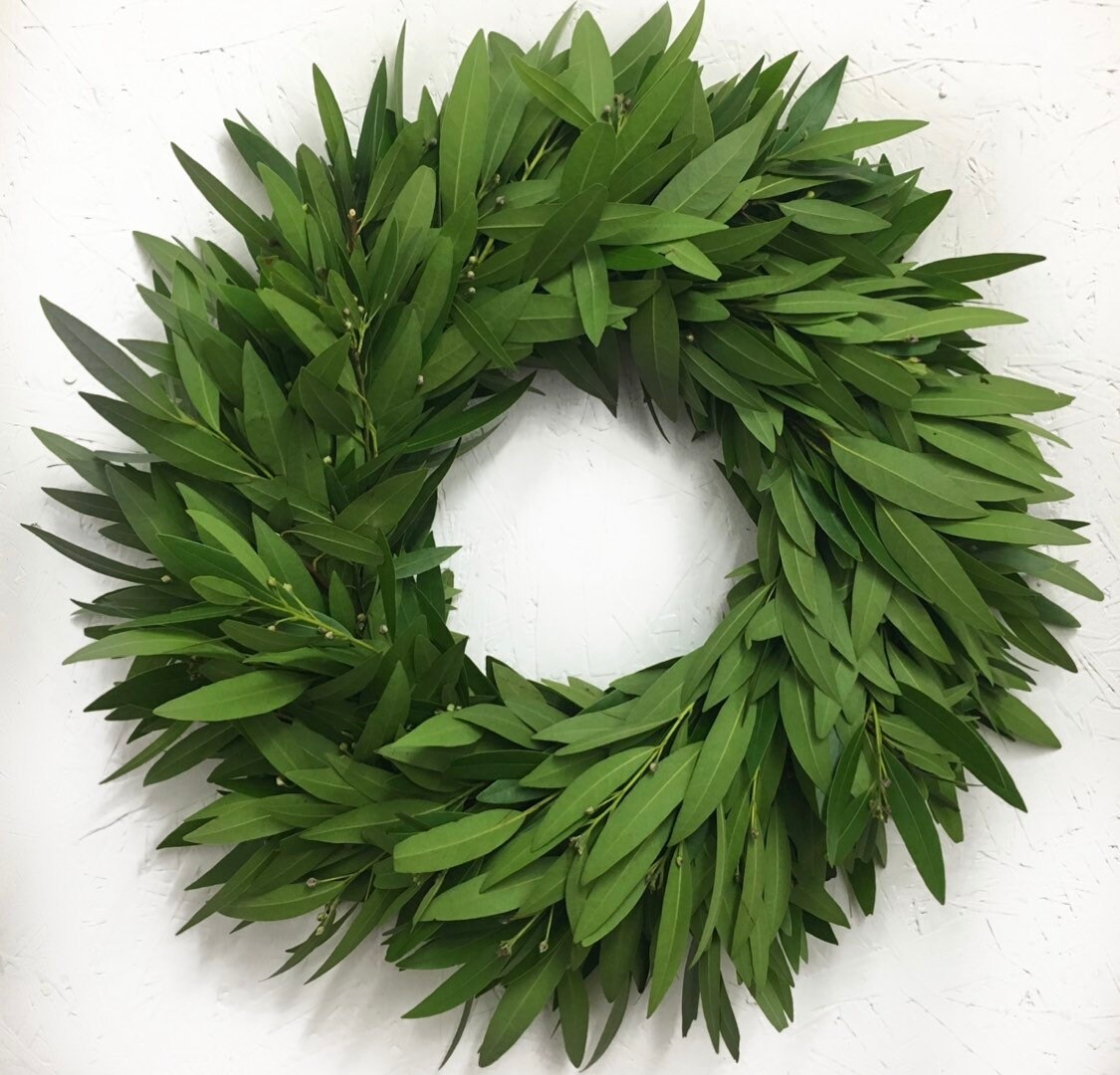Fresh Wreath Front Door bay leaf green Laurel home decor Etsy