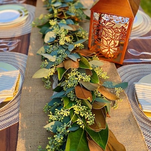 FRESH Real Magnolia and Seeded Eucalyptus Garland  — Dining Table | Runner | Mantel Piece | Centerpiece | Table Arrangement | Wedding | Fall