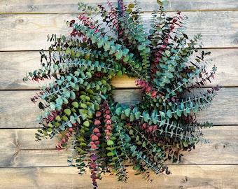 PRESERVED Baby Blue Eucalyptus Real Wreath  — Front Door Decor | Housewarming | Birthday | Kitchen Decor | Wedding | Long Lasting | Fall