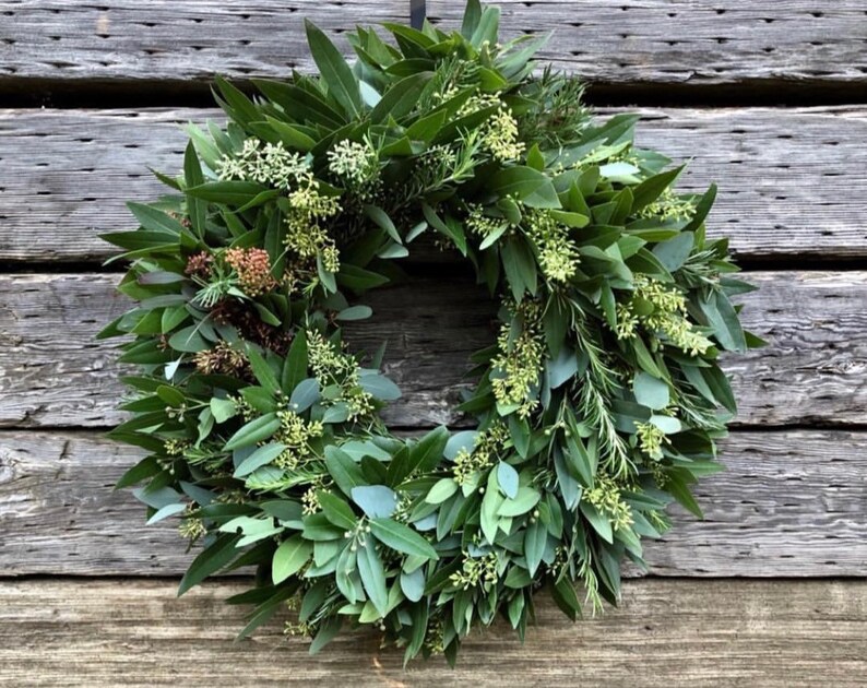 FRESH Eucalyptus Seeded Bay Leaf Rosemary Wreath Full of Aroma Etsy