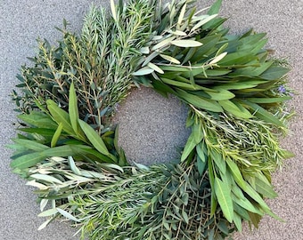 Real Fresh Eucalyptus, Rosemary, Bayleaf, Olive Wreath in Sections for Spring  Summer Birthday Gift Kitchen Window Wedding Front Door  Decor