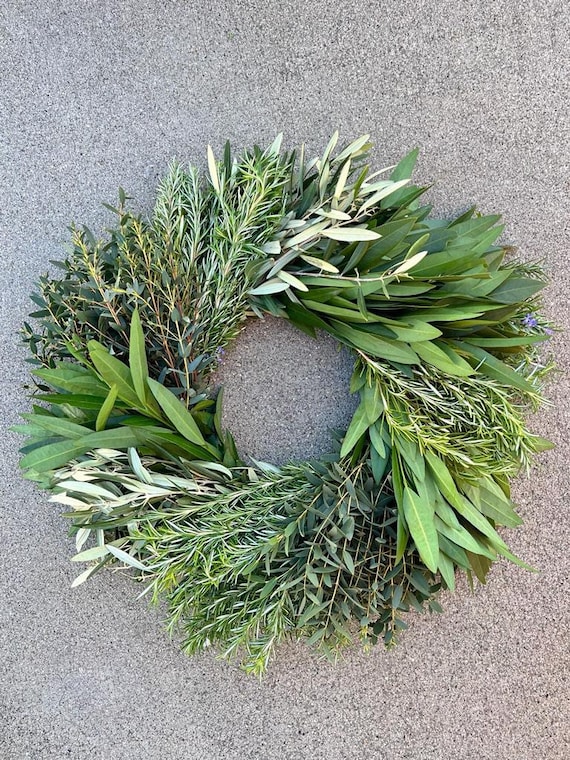 Real Fresh Eucalyptus Rosemary Bayleaf Olive Wreath in Etsy