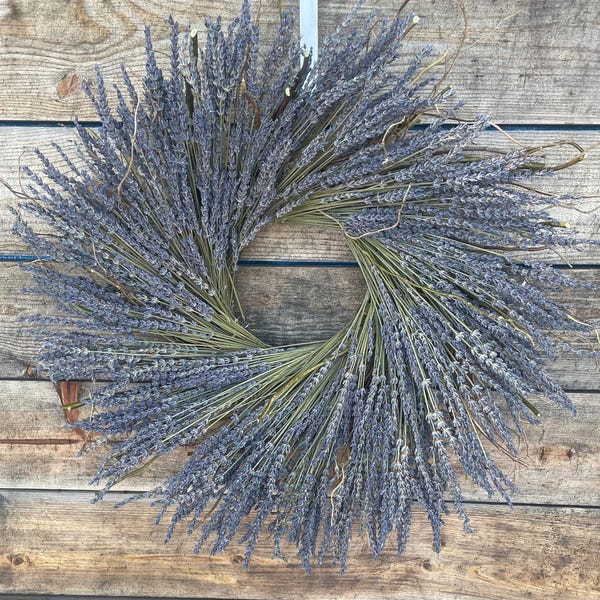 REAL English Dried Lavender Aromatic Wreath  — Long Lasting | Farmhouse | Rustic | Gift | Housewarming | Centerpiece | Summer | Fresh Scent