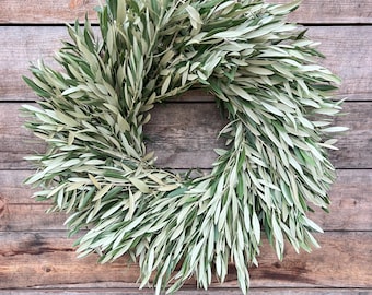 Fresh Real Olive Greenery Wreath — Farmhouse Rustic | Events | Centerpiece | Housewarming | Gift | Summer