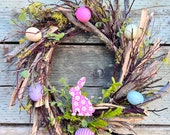 Real Natural Wreath for front Door Easter Decorations, Spring, Preserved, manzanita, resurrection, Bunny Long Lasting Dining table decor.