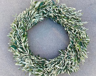 Fresh Real Olive Greenery Wreath — Farmhouse Rustic | Events | Centerpiece | Housewarming | Gift | Summer
