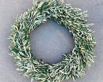 Fresh Real Olive Greenery Wreath for Front Door Decor farmhouse rustic wedding decor housewarming gift spring summer gift