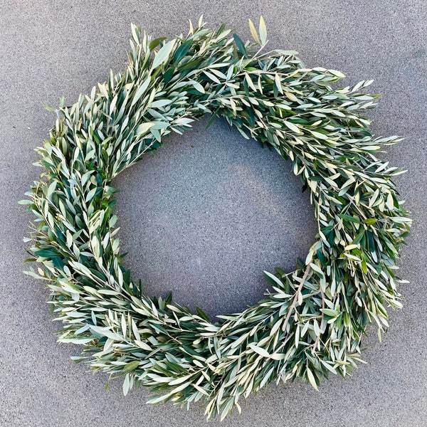 Fresh Real Olive Greenery Wreath for Front Door Decor farmhouse rustic wedding decor housewarming gift spring summer gift