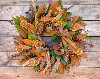 FRESH Red Safari, Seeded Eucalyptus  — Handcrafted Wreath | Front Door Decor | Kitchen | Home Decor |Fall | Autumn | Events | Homemade