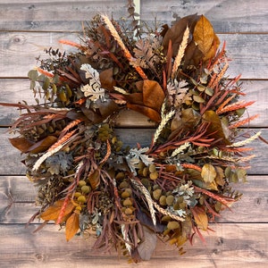 Wreath for Front Door Decor, Preserved, Wheat, Eucalyptus, Salal, Mothers day, Birthday Long Lasting Everlasting, Kitchen, Graduation.