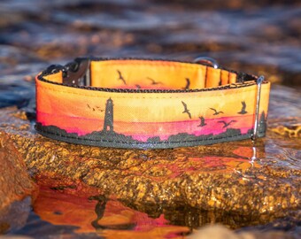 Coastal Sunset Lighthouse Dog Collar