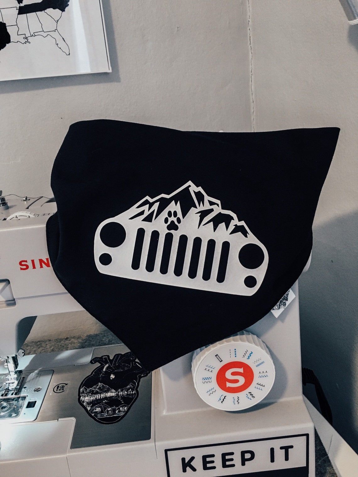 Jeep Dog Bandana Tie on Bandana black and white jeep Etsy