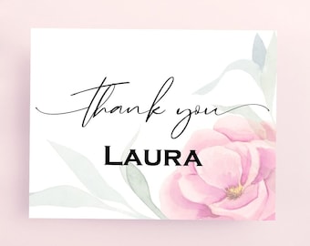 Custom Thank You Card, Personalized Thank You Card, Wedding Guest Thank You Card, Bridesmaid Thank You Card, Floral Thank You Card with Name