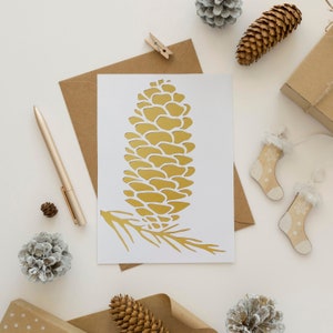 Carte de voeux classique en forme de pomme de pin, carte prédécoupée en forme de pomme de pin, carte avec enveloppe