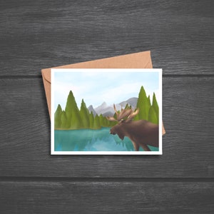 Carte orignal, carte de voeux orignal canadien, carte avec enveloppe