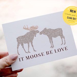 Carte It Moose Be Love, carte de voeux orignal, carte orignal amour, carte avec enveloppe