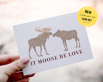 It Moose Be Love Card, Moose Greeting Card, Moose Love Card, Card with envelope