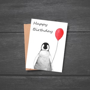 Carte d'anniversaire pingouin, carte pingouin, carte pour les amateurs de pingouin, carte avec enveloppe
