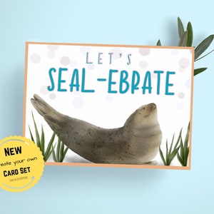 Seal Birthday Card, Celebration Card, Cute Seal Greeting Card, Card with envelope