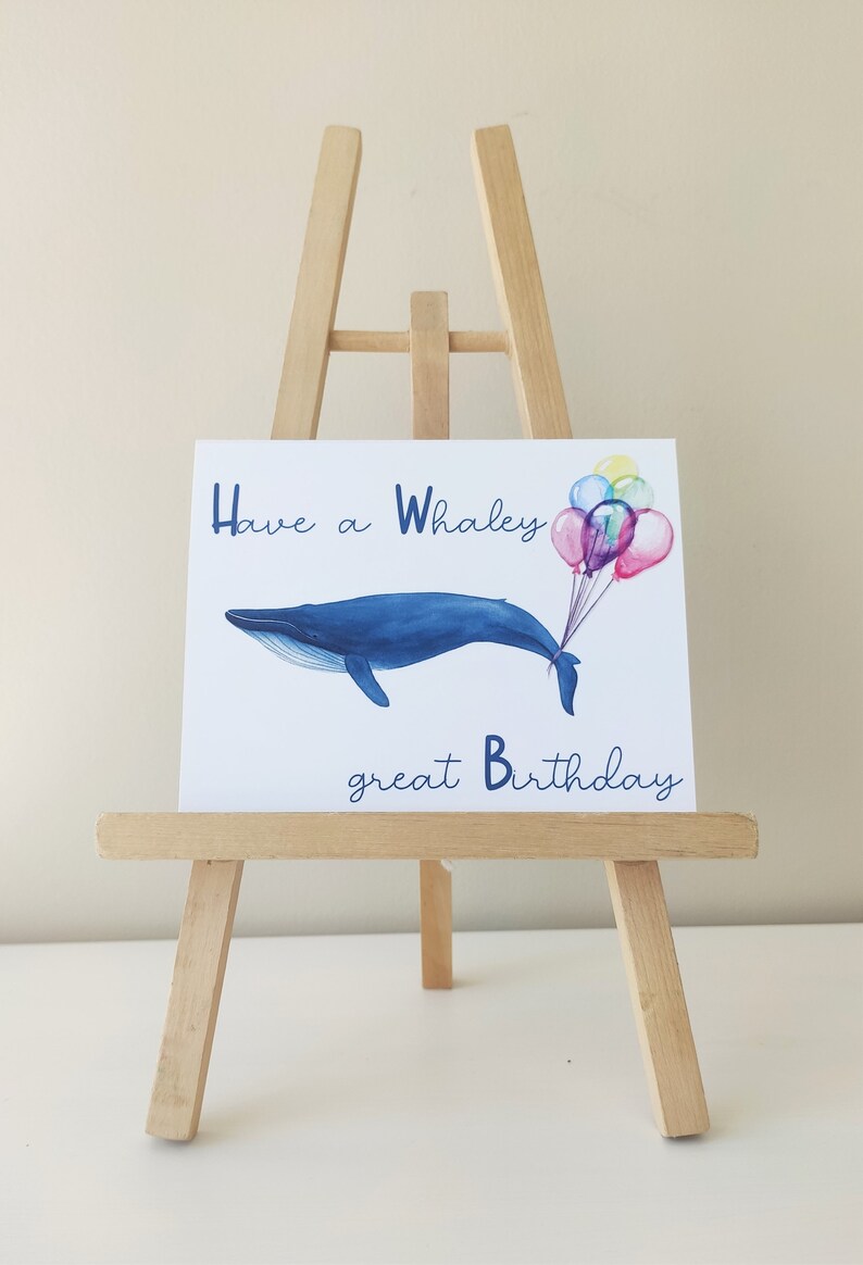 Blue Whale Birthday Card, Whale Birthday Card, Have a Whaley Great ...