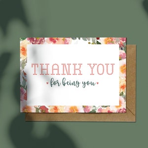 Carte de remerciement, Merci d'être vous, Carte de remerciement, Carte avec enveloppe