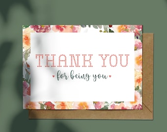 Carte de remerciement, Merci d&#39;être vous, Carte de remerciement, Carte avec enveloppe