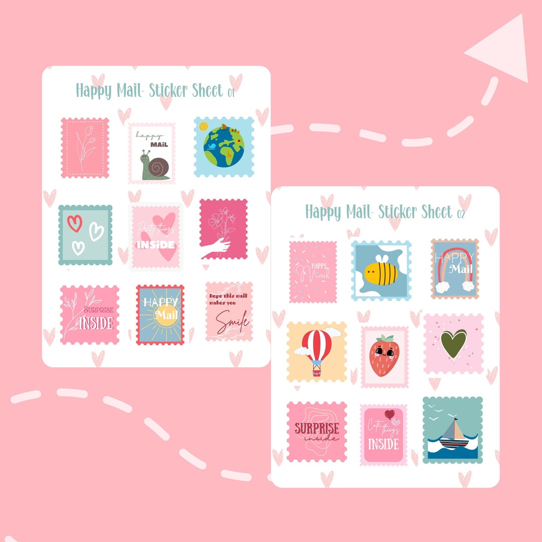 Happy Mail Sticker Set, Cute Envelope Stickers, Planner Accessories - Etsy