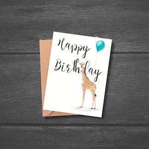 Carte d'anniversaire girafe, voeux pour amoureux des animaux, cadeau d'anniversaire animal