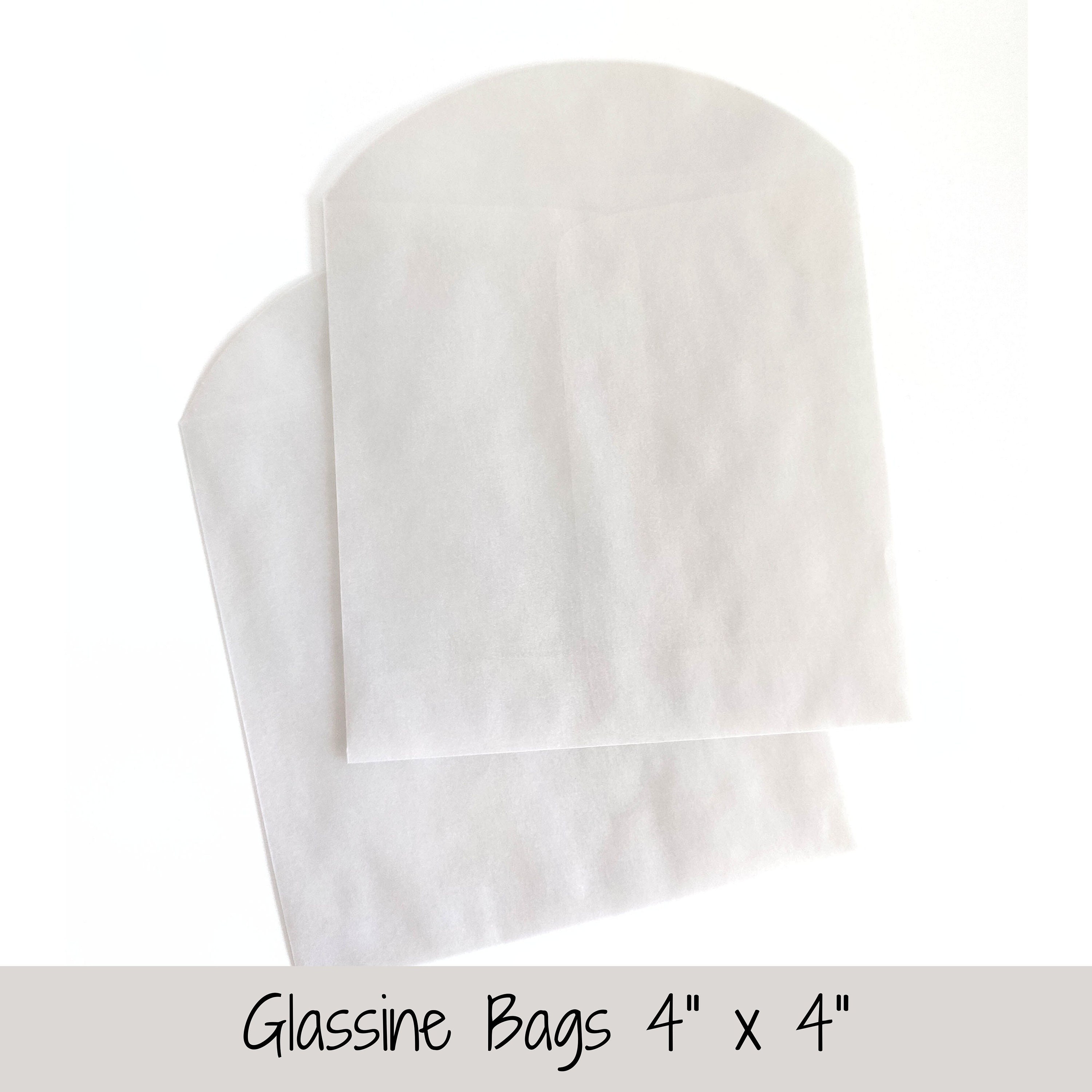 Square Translucent Glassine Bags, See through Bags for Jewelry, Wedding Favor Bag, Small Gift Bags 4x4", Pack of 10