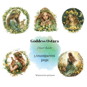 Goddess Ostara.  PNGS Pictures with a transparent background. Watercolor drawings. Ostara.