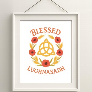Blessed Lughnasadh Printable | Celtic Harvest Wall Art | Pagan Wheel of the Year Decor