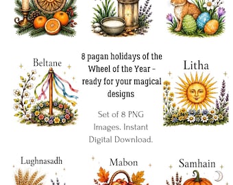 Wheel of the Year PNG Clipart Bundle