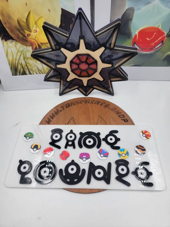 Custom Pokemon Nameplate Personalized Unown Alphabet Sign 