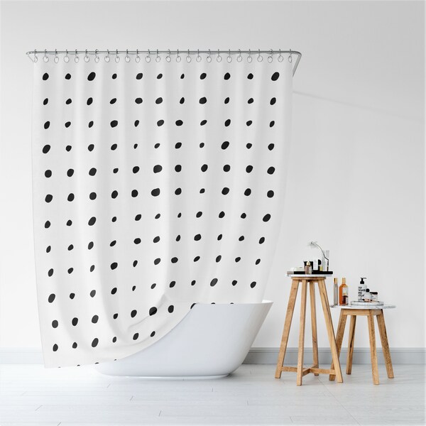 Polka Dot Black and White Shower Curtain Etsy