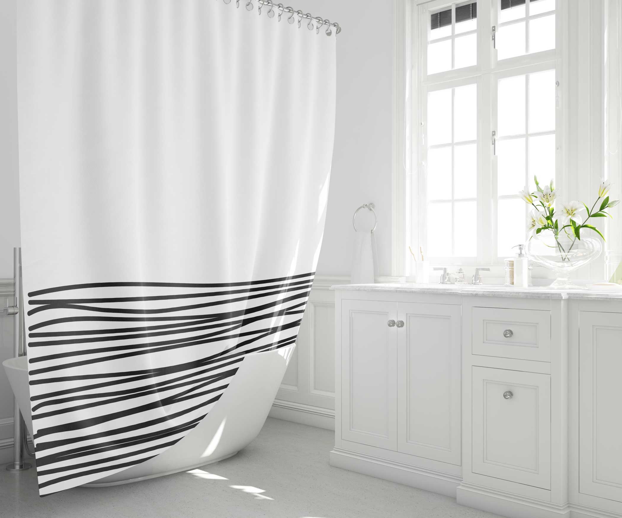 Boho Shower Curtain Black and White Farmhouse Style - Etsy