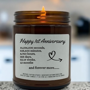 Cadeau d'un an pour femme, 1 an d'anniversaire de mariage, bougie parfumée pour elle, 1 an d'existence commune, rendez-vous amoureux