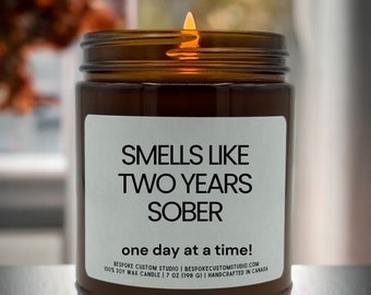 Smells Like Two Years Sober Candle Gift Sobriety Gift 2 Years Sober Birthday Gifts YHandmade Candle Gift Encouragement Gifts AA na Keepsake