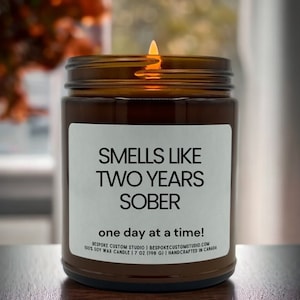 Smells Like Two Years Sober Candle Gift Sobriety Gift 2 Years Sober Birthday Gifts Handmade Candle Gift Encouragement Gifts AA na Keepsake