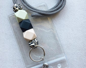 Silicone Bead Paracord Lanyard + ID Badge Holder